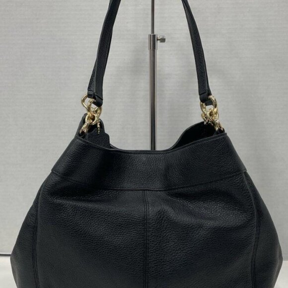 AUTHENTIC Coach Large Lexy Hobo Shoulder Bag Black Pebbled Leather COA incl. - Picture 4 of 16